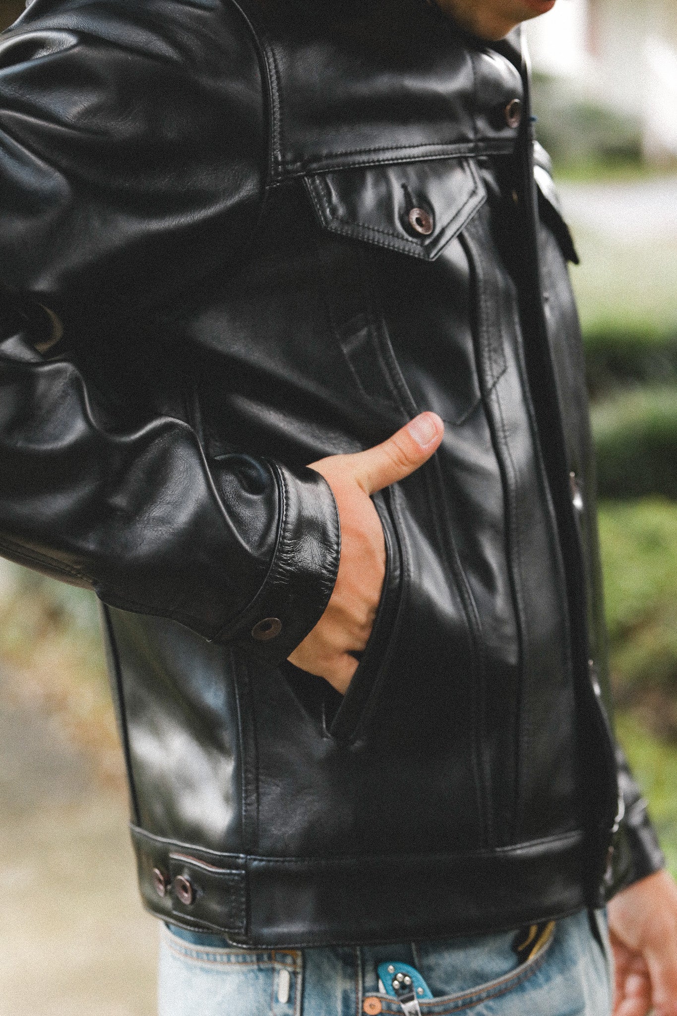 IHJ-64-BLK Iron Heart Japanese Horsehide Modified Type III Jacket