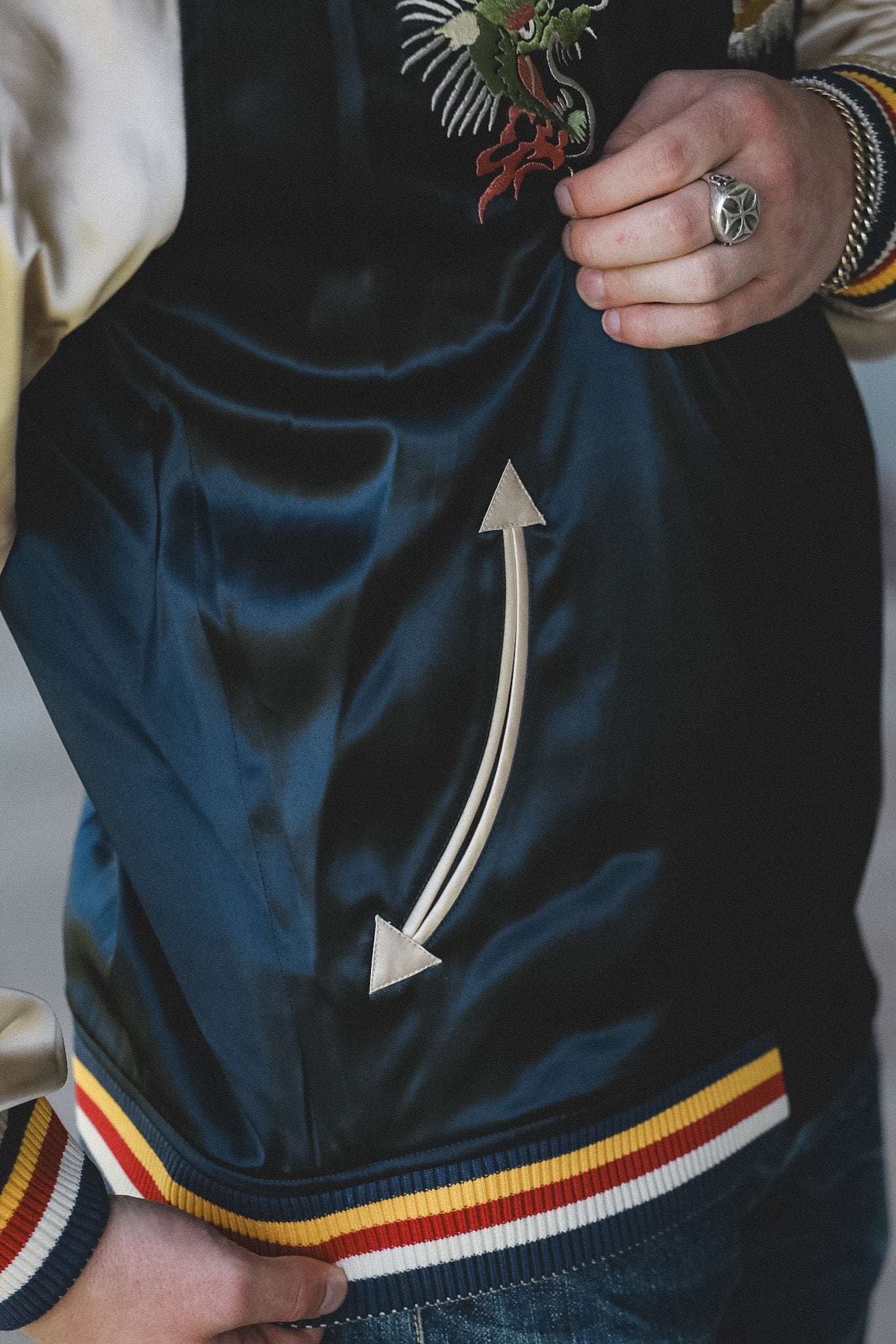 FN-OJ-SV006 The Flat Head Reversible Souvenir Jacket- Tiger/Pagoda