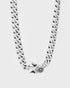Sterling silver Cuban link chain necklace with engraved GOOD ART clasp detail