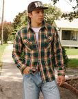 Heavy Flannel Shirt- Green and Orange (502553)