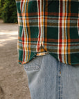 Heavy Flannel Shirt- Green and Orange (502553)