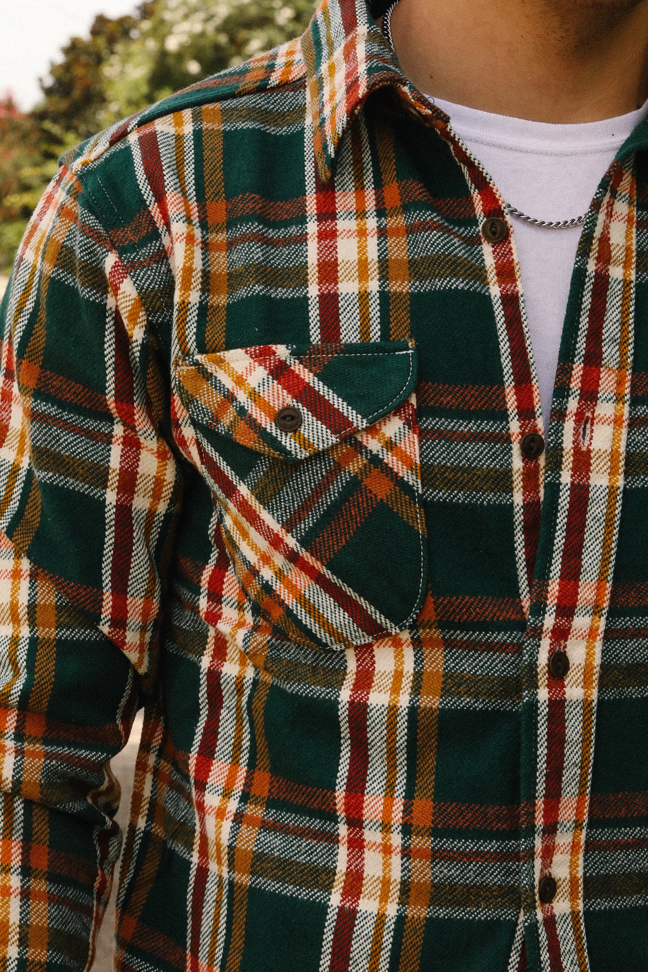Heavy Flannel Shirt- Green and Orange (502553)