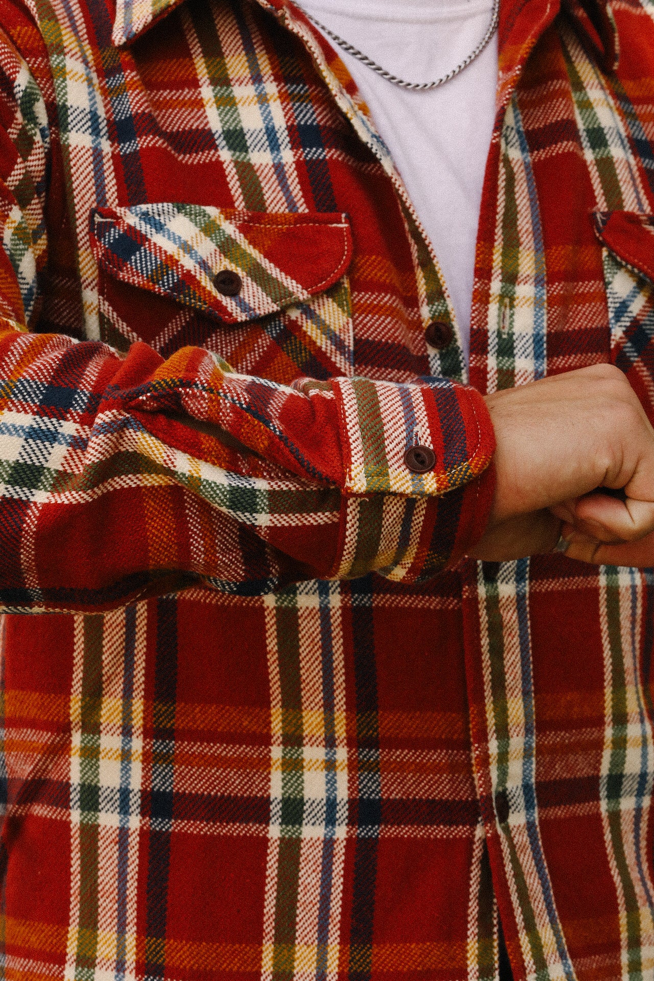 Heavy Flannel Shirt- Red and Orange (502553)