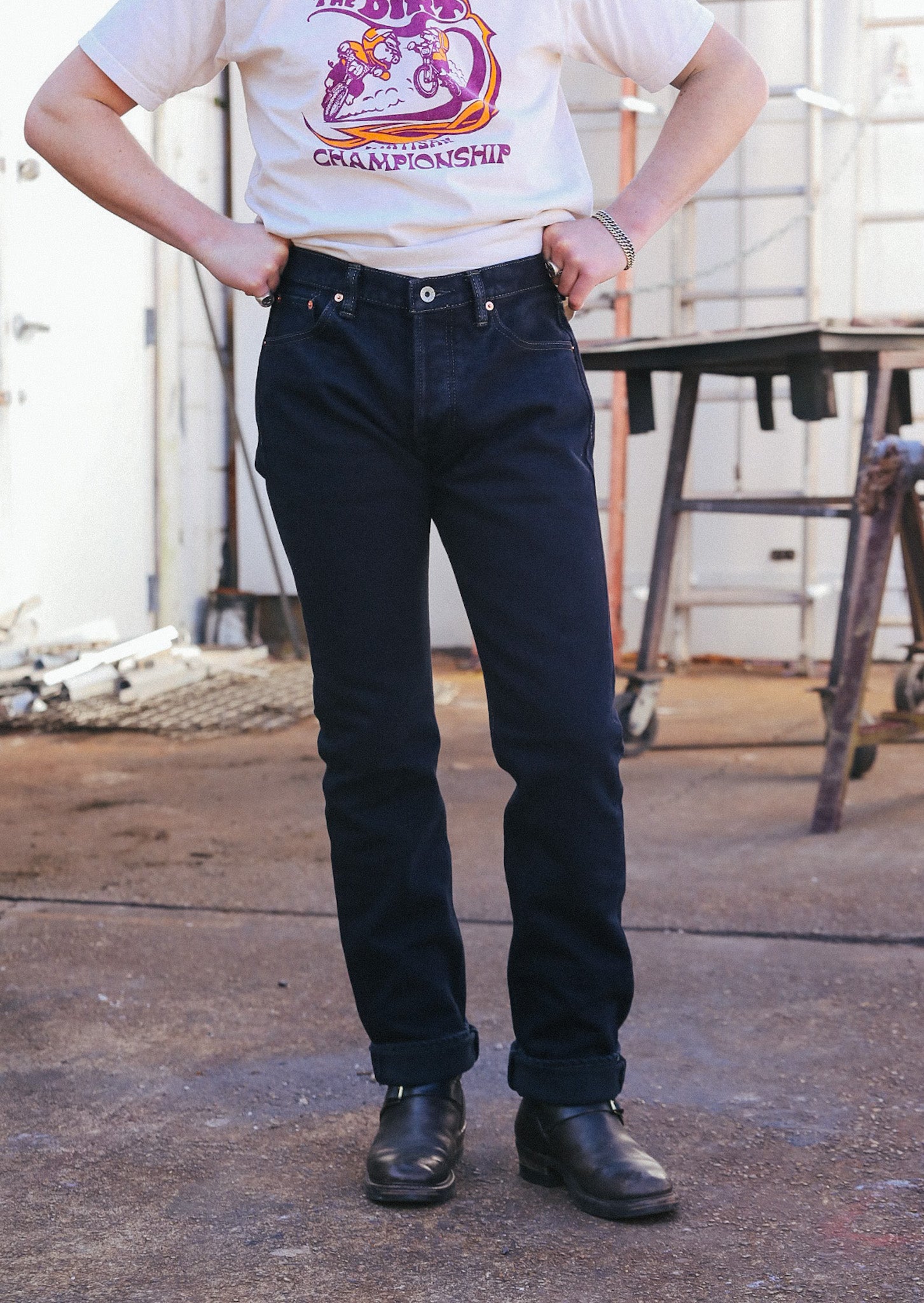 IH-555S-21od 21oz Selvedge Denim Super Slim Cut Jeans - Indigo Overdyed Black