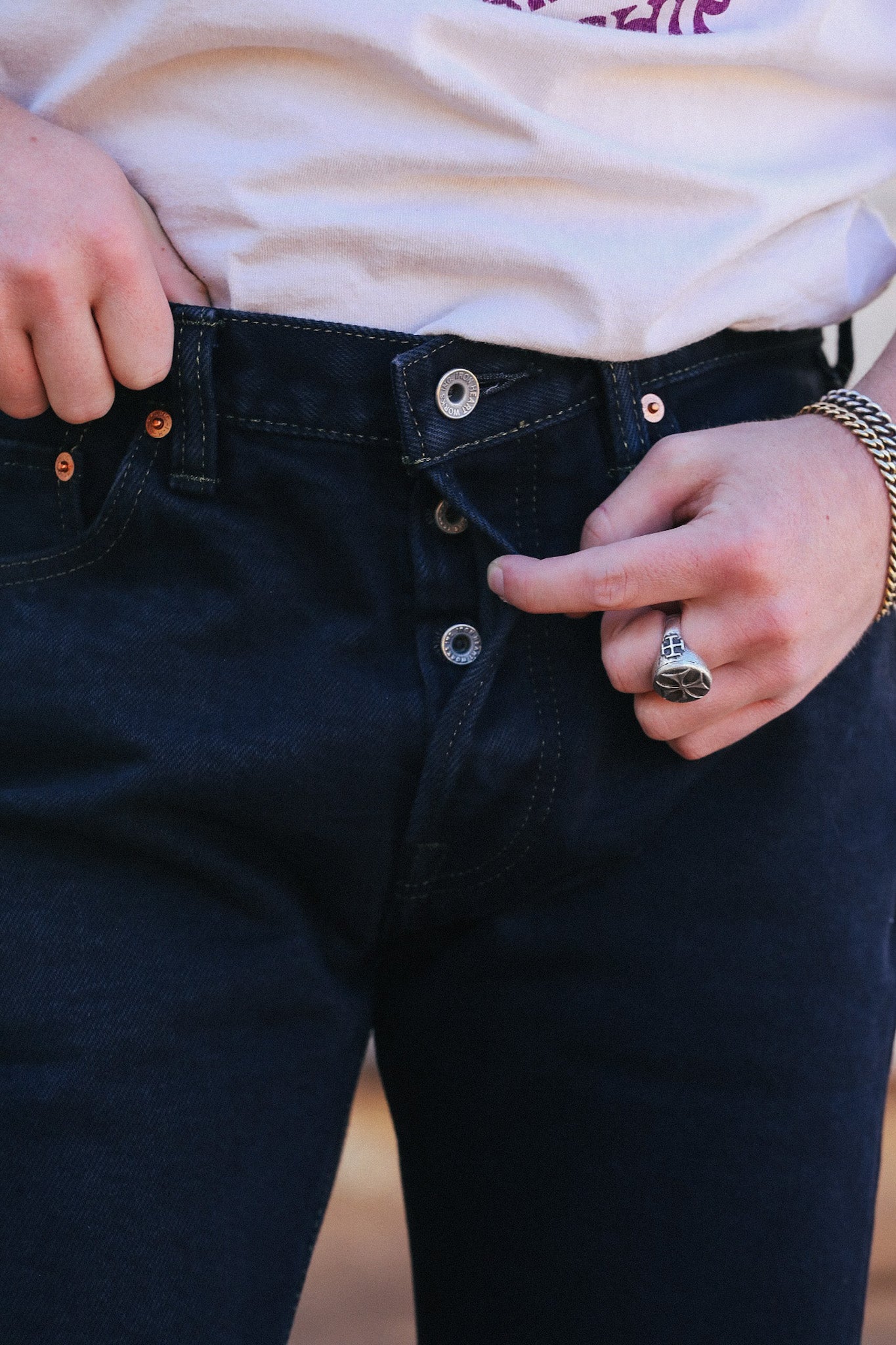 IH-555S-21od 21oz Selvedge Denim Super Slim Cut Jeans - Indigo Overdyed Black