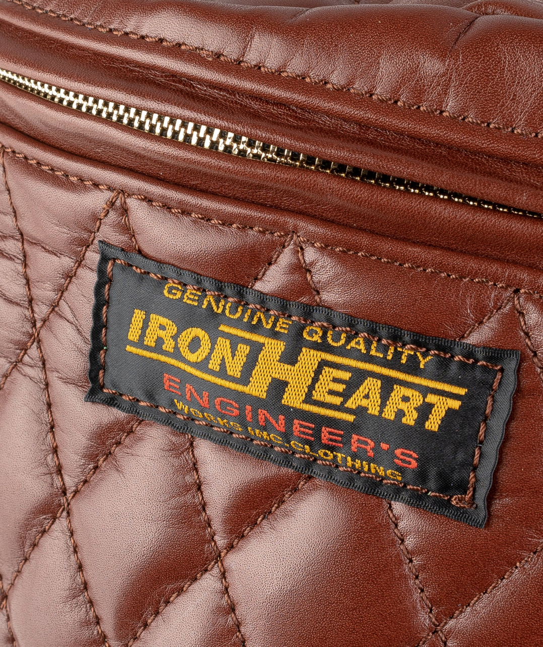 Brown leather product with Iron Heart label