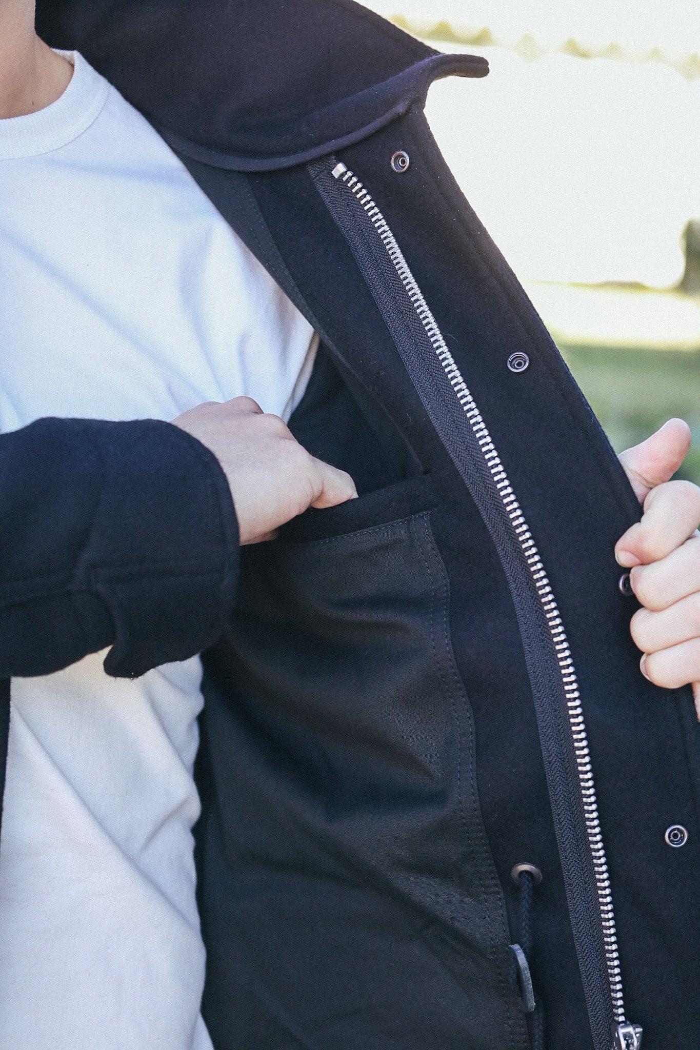 IHM-49-BLK 21oz Melton Wool M65 Field Jacket - Black – Iron Shop