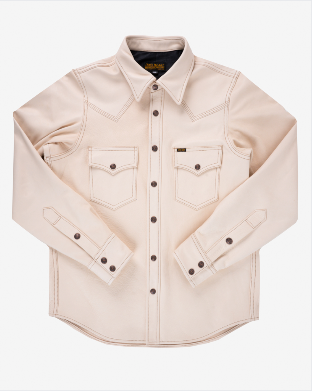 IHSB-PR-NAT Iron Heart x Simmons Bilt Horsehide Western Shirt - The Pale Rider - Natural