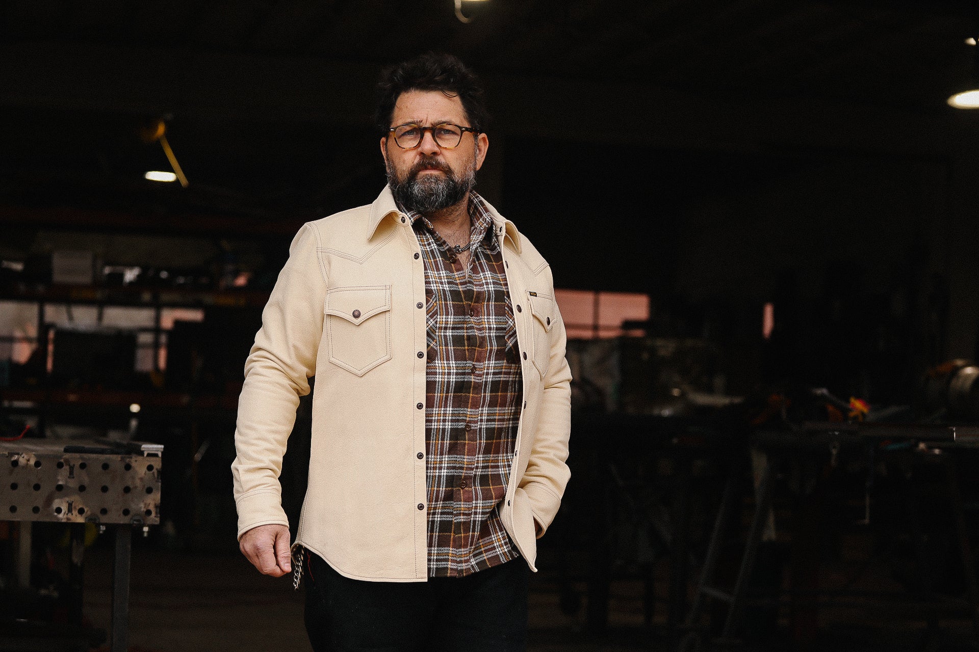 IHSB-PR-NAT Iron Heart x Simmons Bilt Horsehide Western Shirt - The Pale Rider - Natural