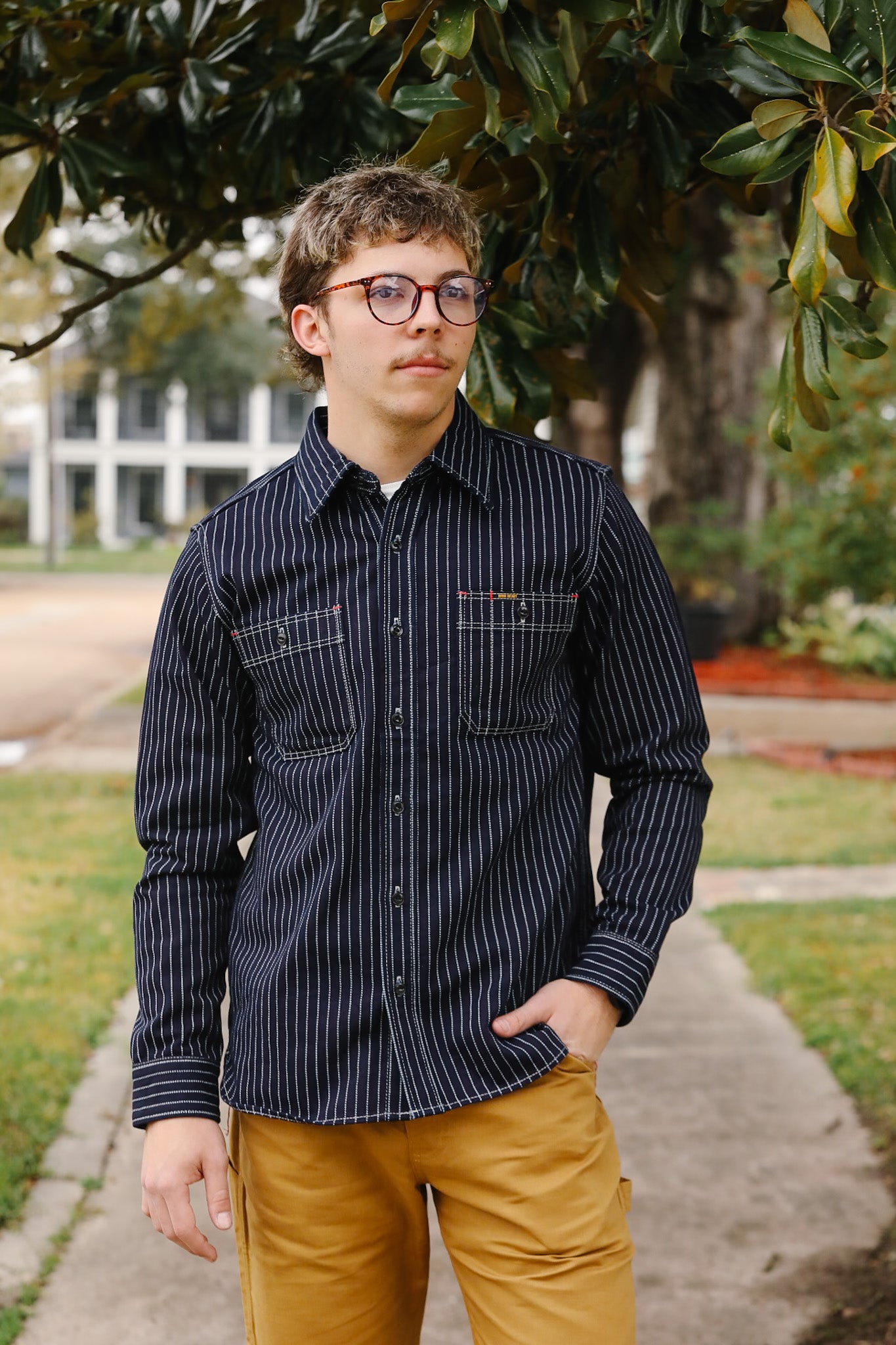 IHSH-266-IND 12oz Wabash Work Shirt - Indigo With Black Buttons