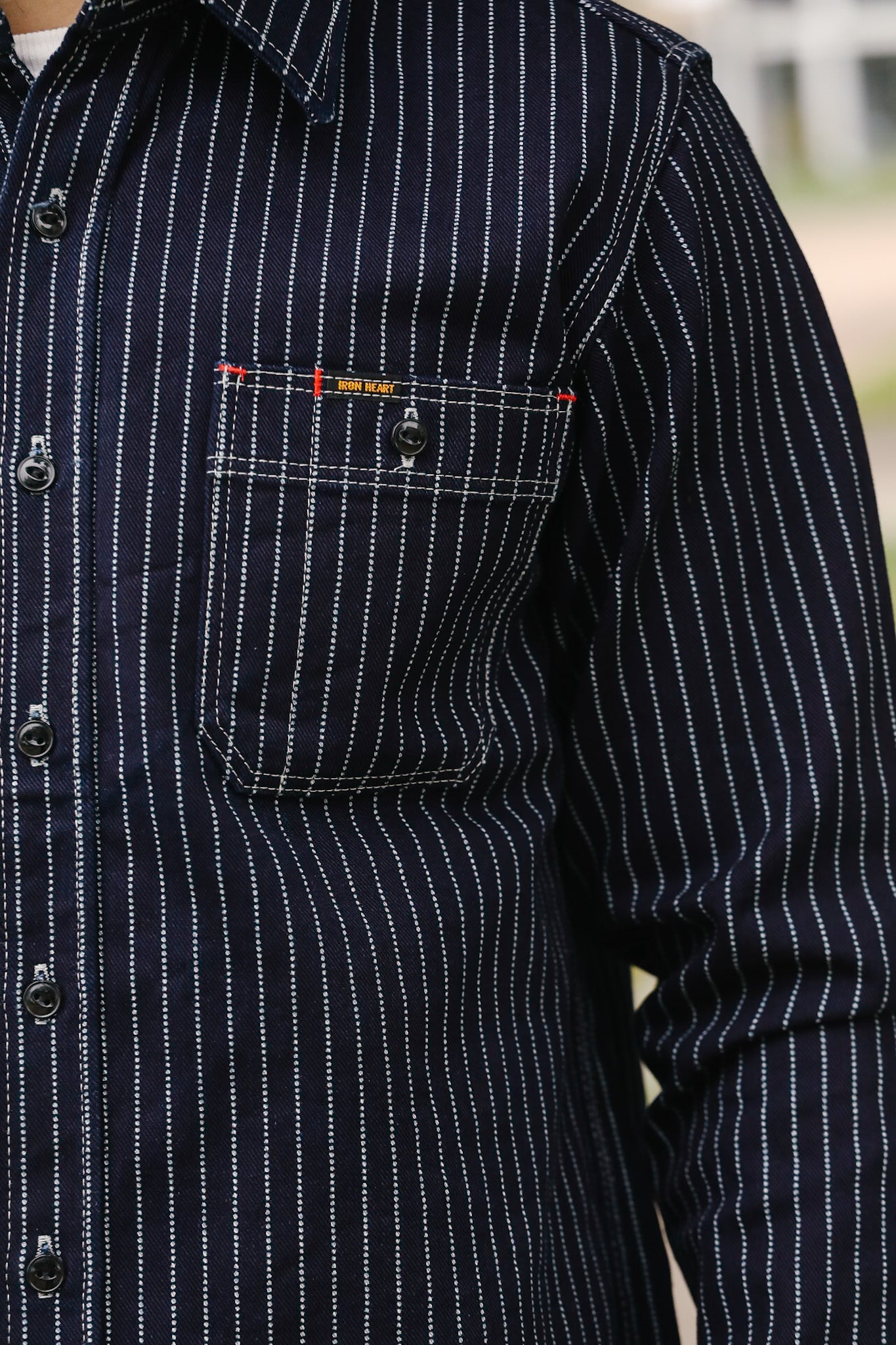 IHSH-266-IND 12oz Wabash Work Shirt - Indigo With Black