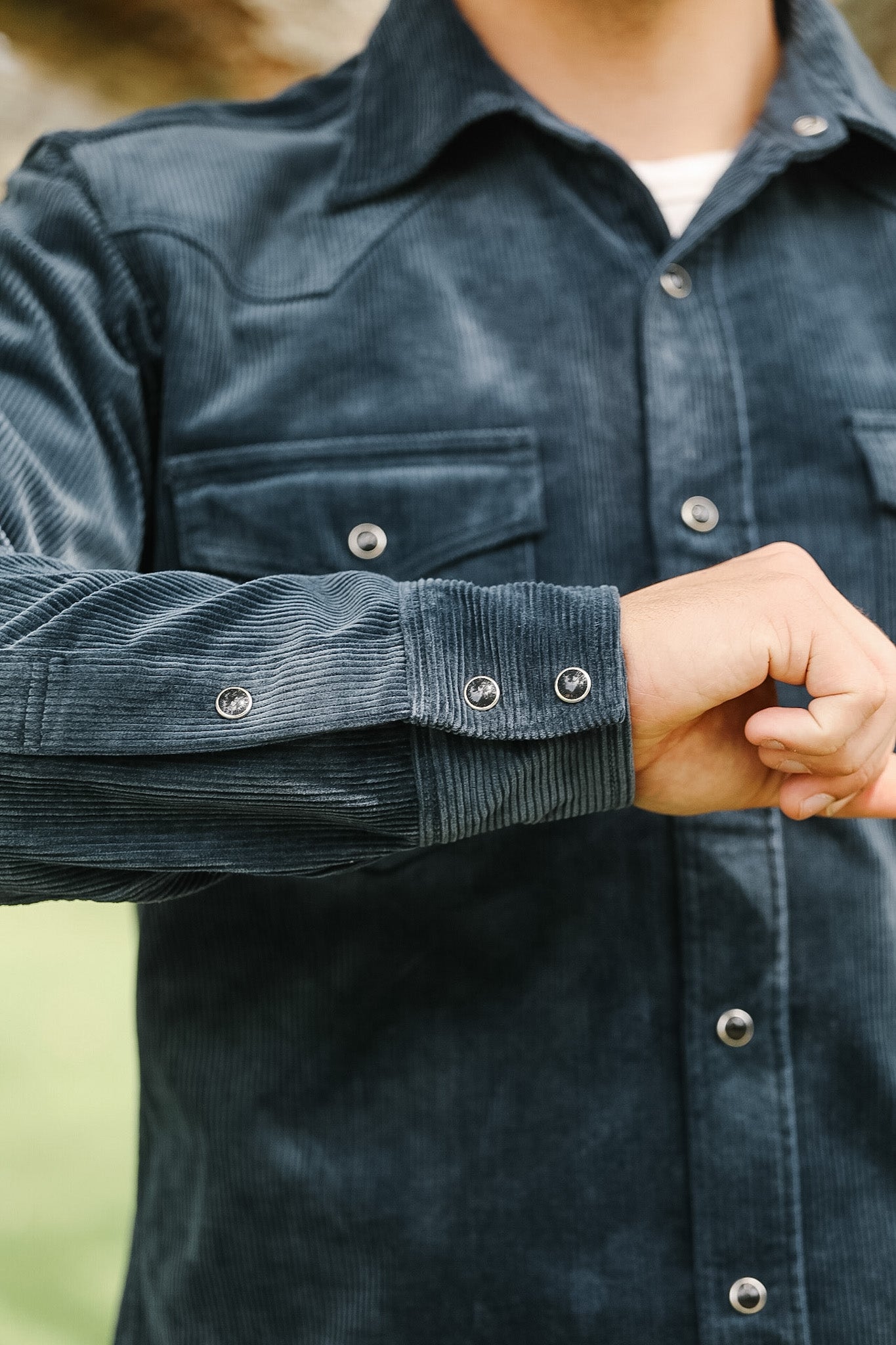 IHSH-398-NAV Iron Heart 11oz Corduroy Western Shirt - Navy – Iron
