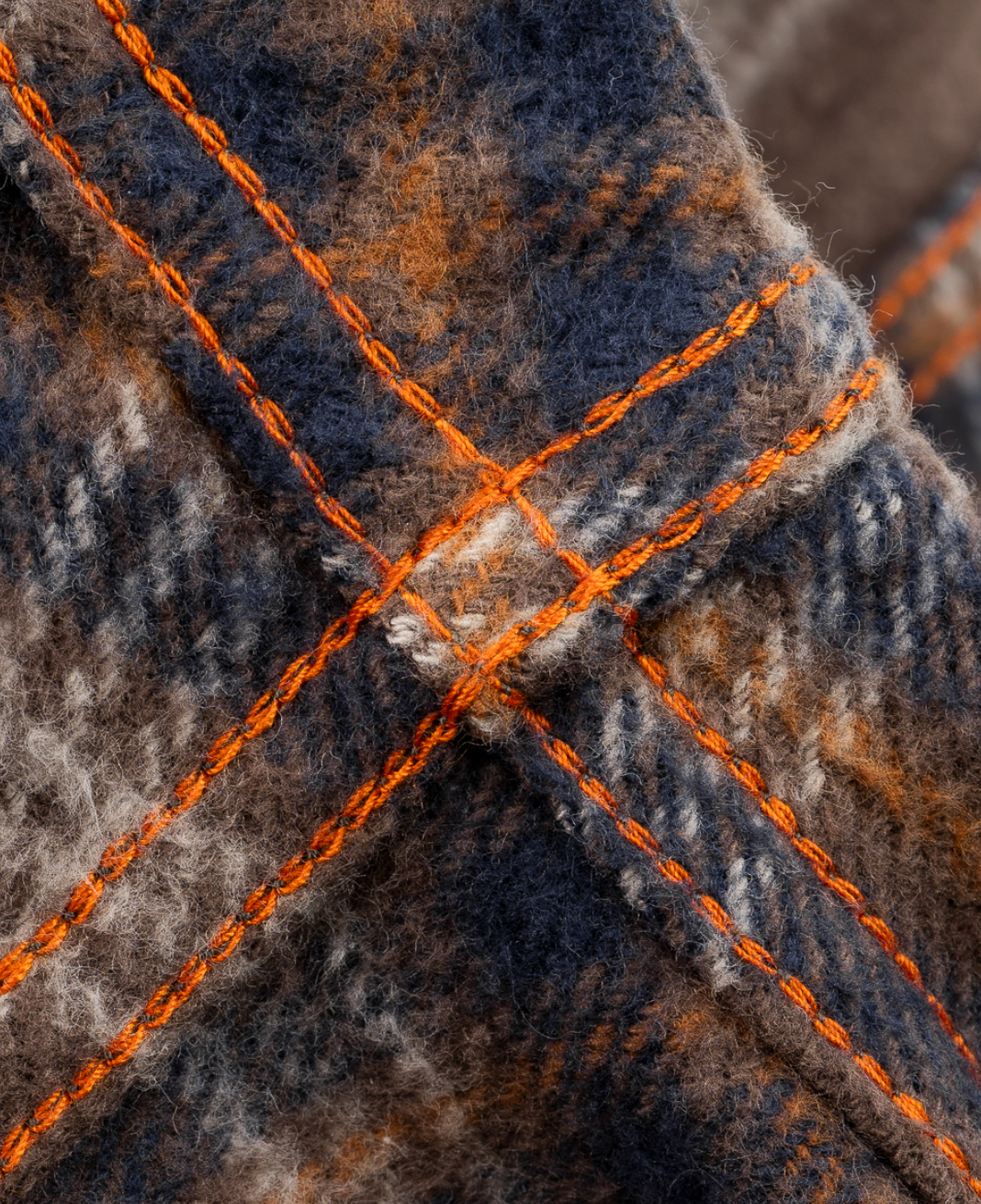 IHSH-431-BRN Slubby Heavy Flannel Check Western Shirt - Brown