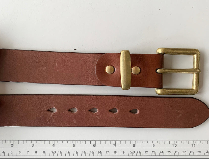 Heavy Duty &quot;Tochigi&quot; Leather Belt - Brown (B-GRADE)-size M