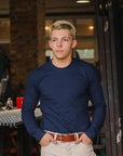 Indigo Jersey Crew Neck Long Sleeved T-shirt- Dark Indigo (LS-5011-D)