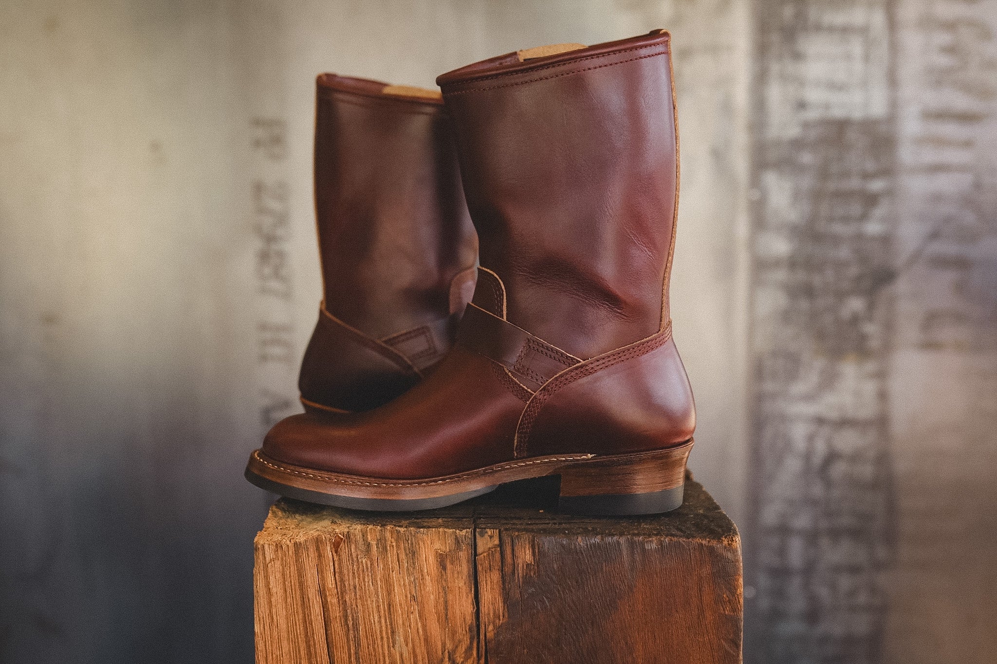 LK-003 John Lofgren Wabash Engineer Boots- Burgundy Horween CXL