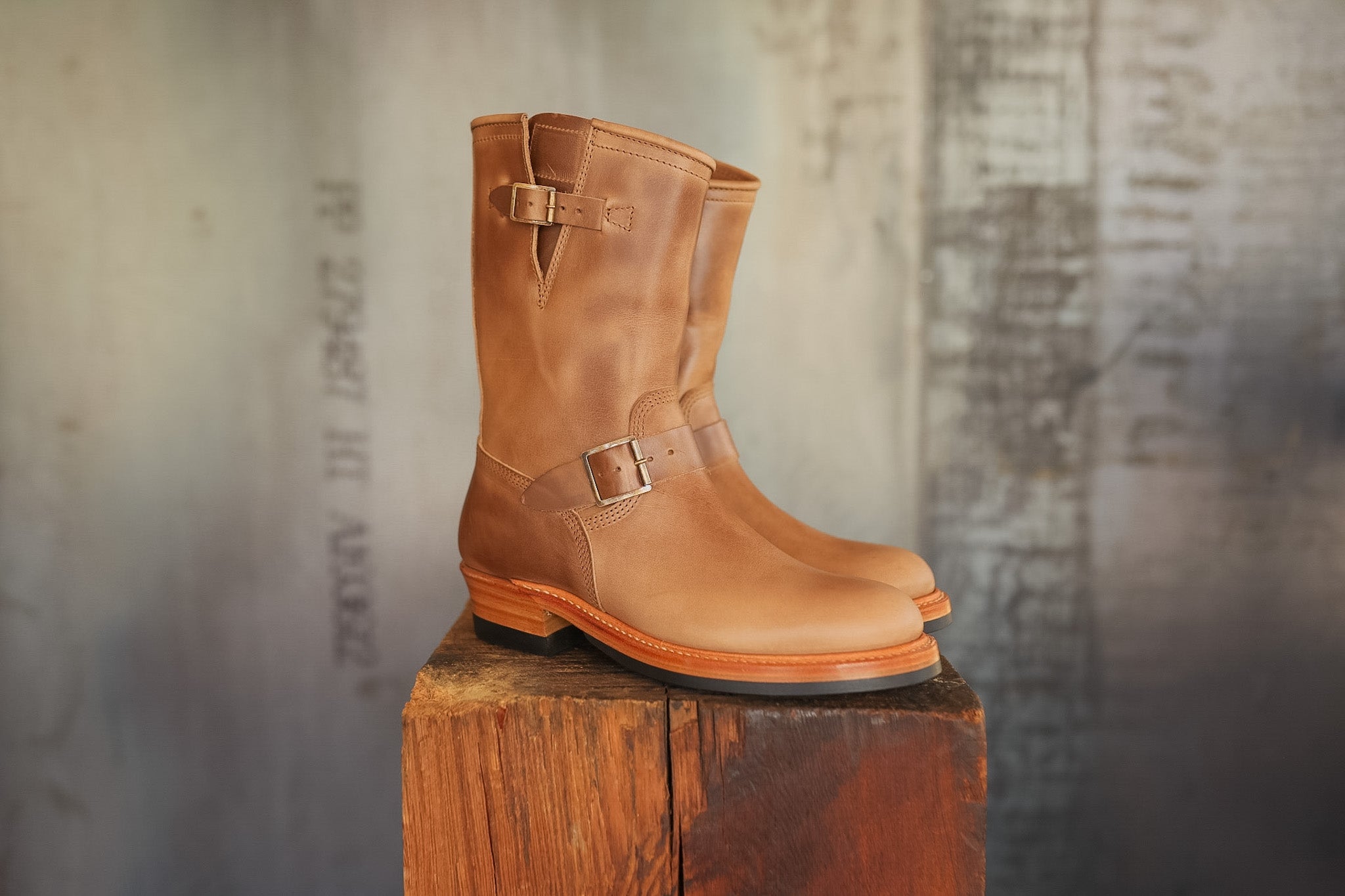 LK-003 John Lofgren Wabash Engineer Boots- Natural Horween CXL