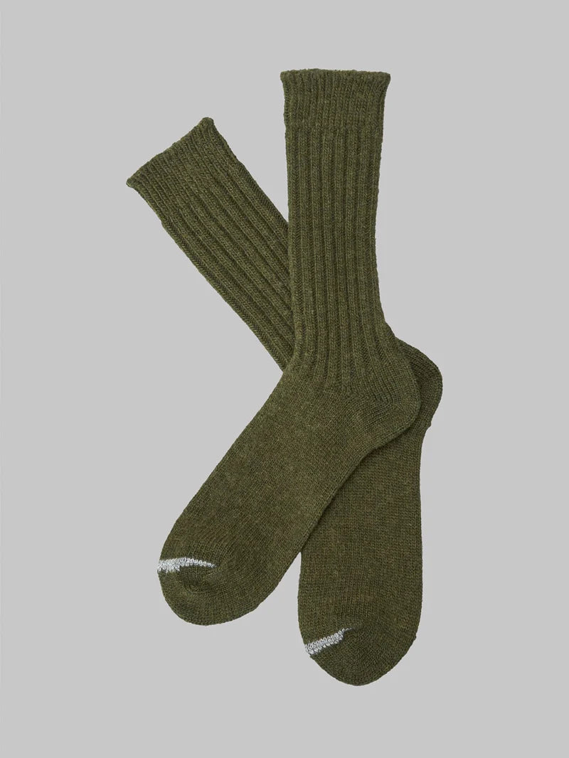 Wool Ribbed Socks in Khaki