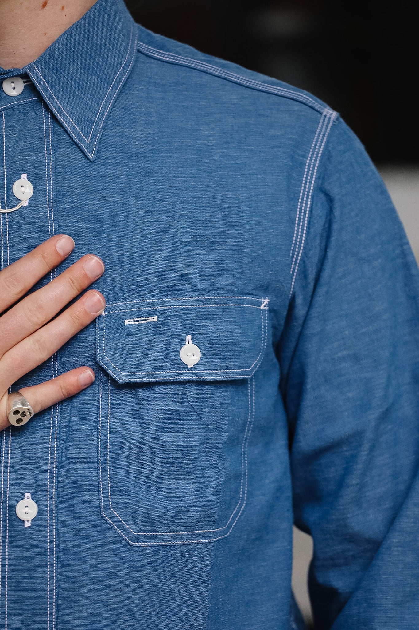 SC25513 Sugar Cane Vat Dye Chambray Work Shirt- Indigo – Iron Shop