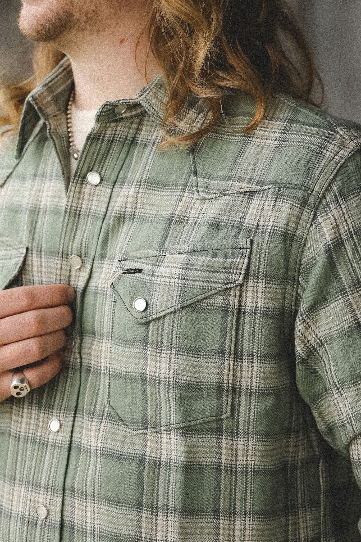 SC29687 Sugar Cane Herringbone Check Western Shirt- Green – Iron