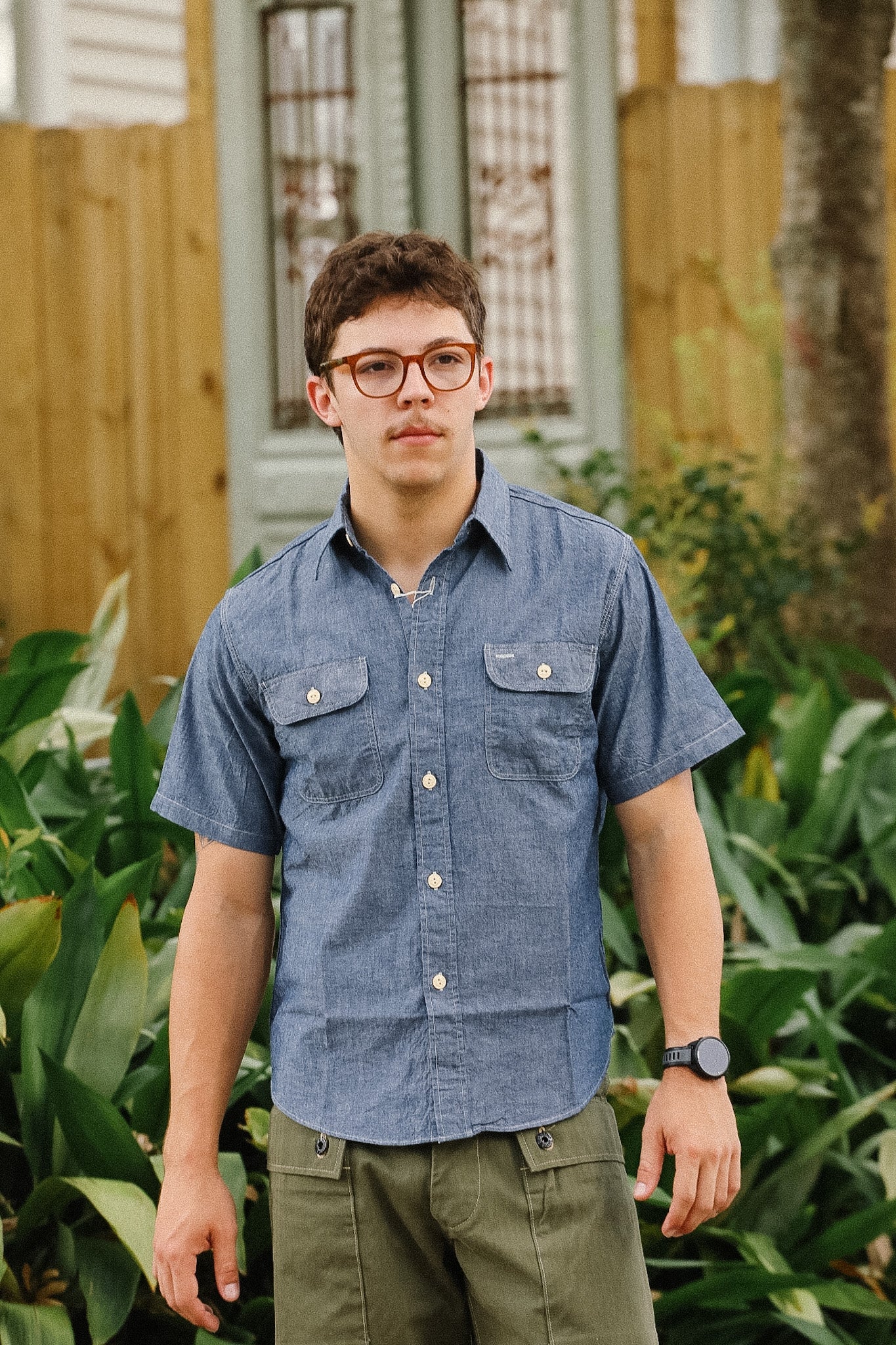SC37941 Sugar Cane Short Sleeve Chambray Work Shirt- Indigo – Iron