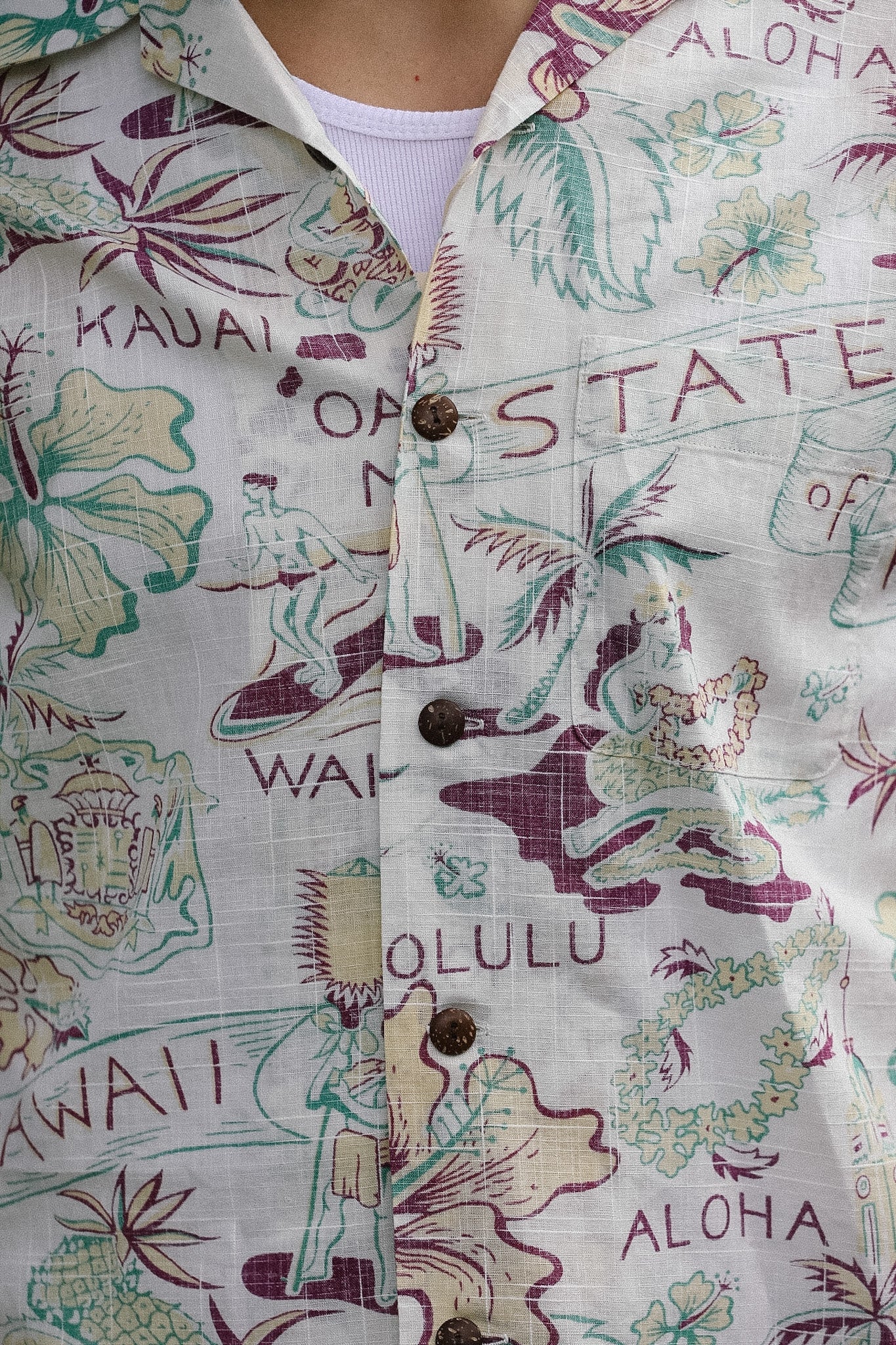 SS39693 Sun Surf Cotton Linen Slub Open Shirt State of Hawaii