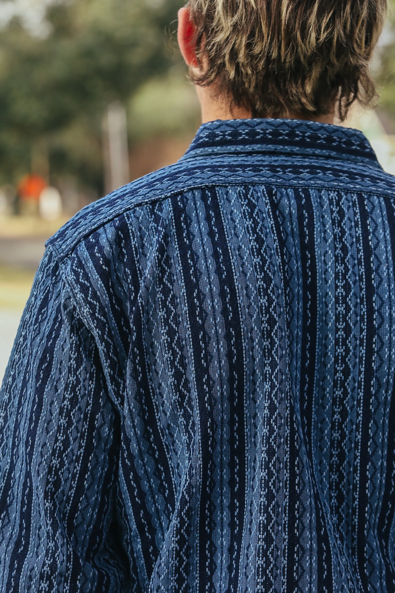 SSS25-SKS Sashiko Stripe Work Shirt- Natural Indigo – Iron Shop