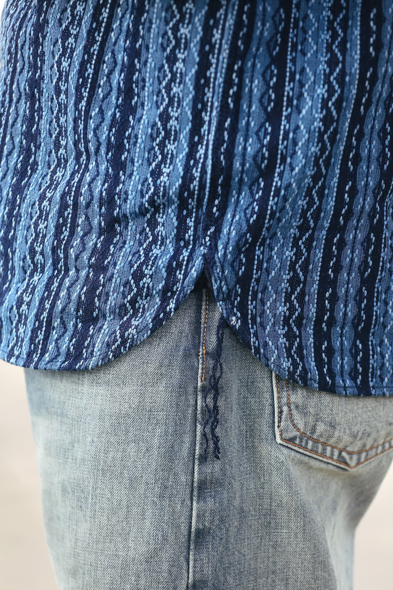 SSS25-SKS Sashiko Stripe Work Shirt- Natural Indigo – Iron Shop