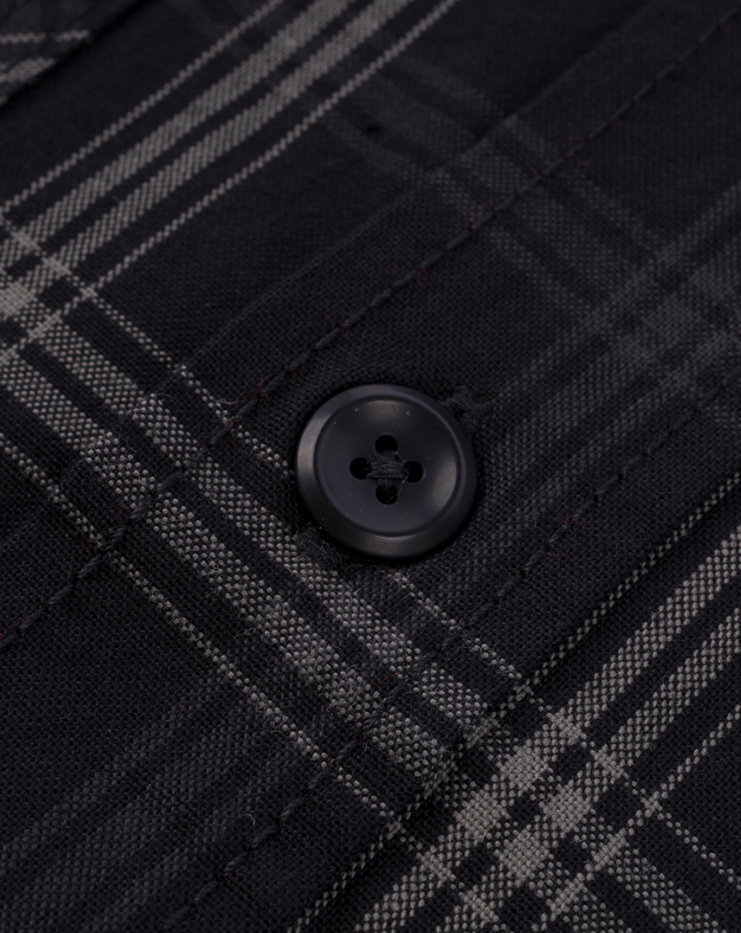 5oz Selvedge Short Sleeved Madras Check Work Shirt - Black IHSH-419-BLK