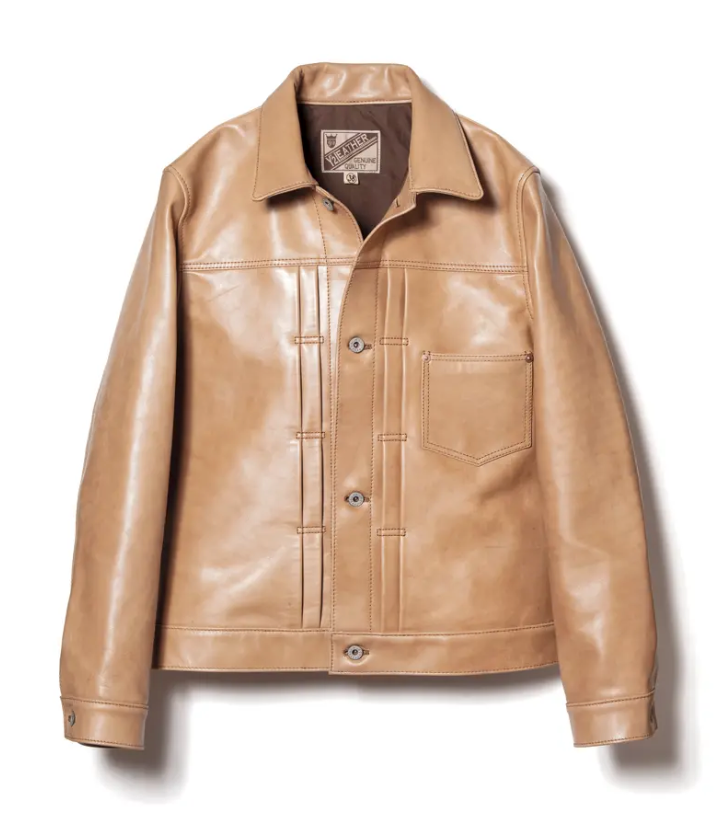 Man wearing leather jacket with white shirt . flat lay detail. 