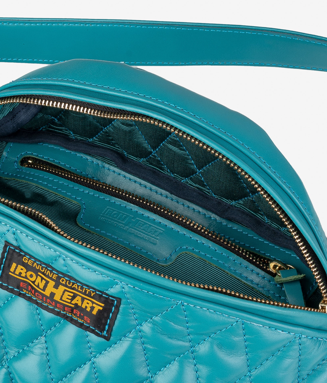 IHE-45-BLU Diamond Stitched Leather Waist Bag - Blue