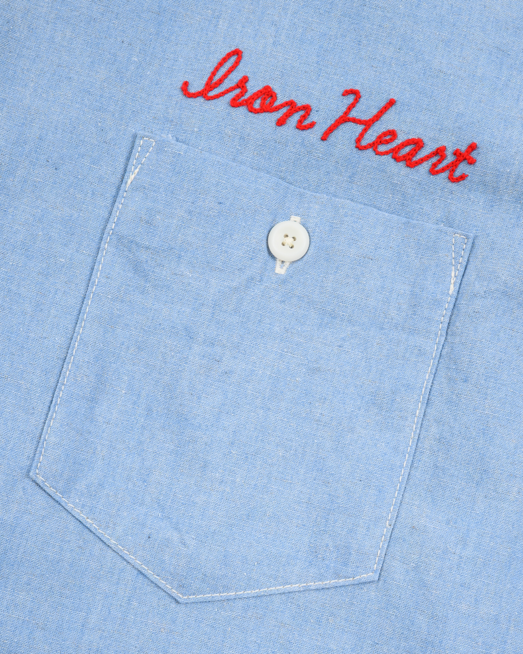 IHSH-447-SAX Iron Heart 5oz Cotton Linen Open Collar Short Sleeve