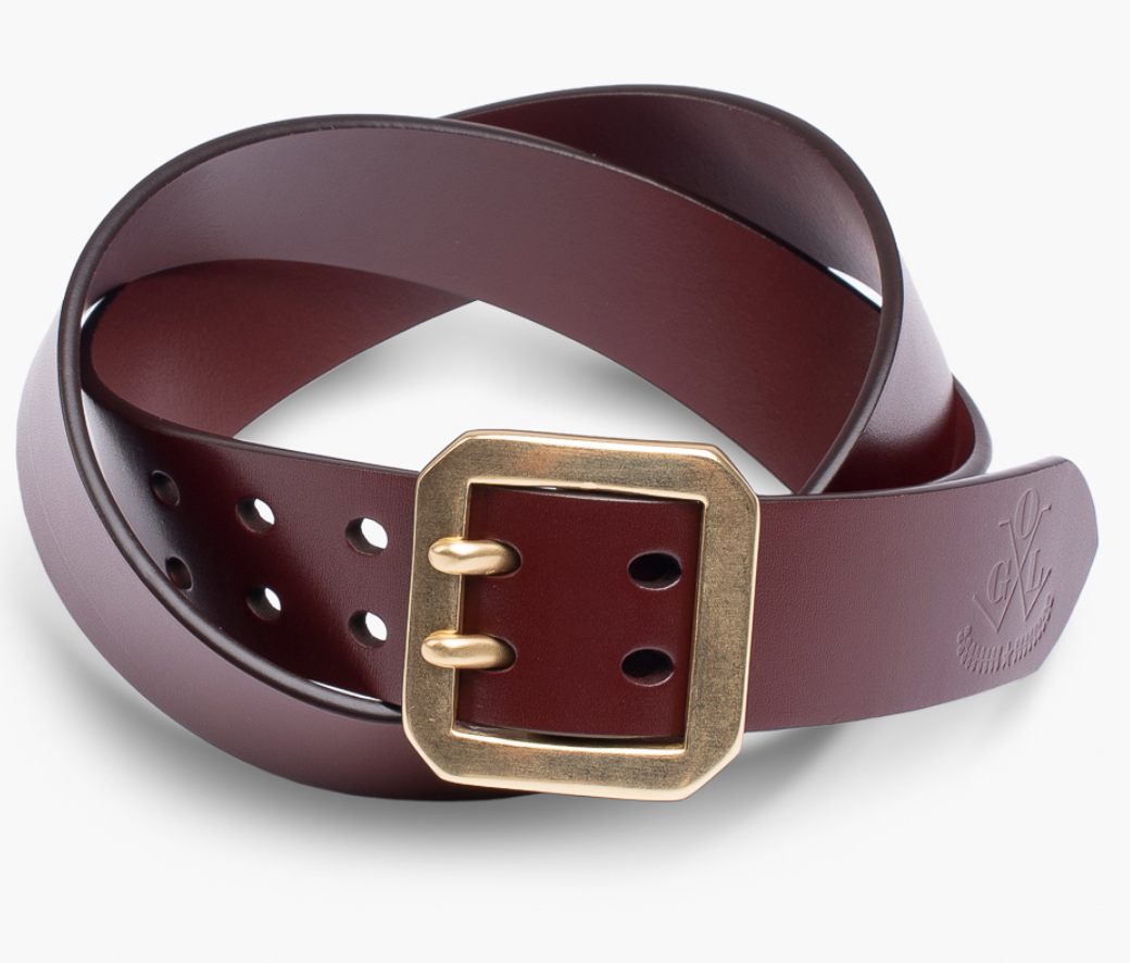 OGL Double  Prong Garrison Buckle Leather Belt - Tan