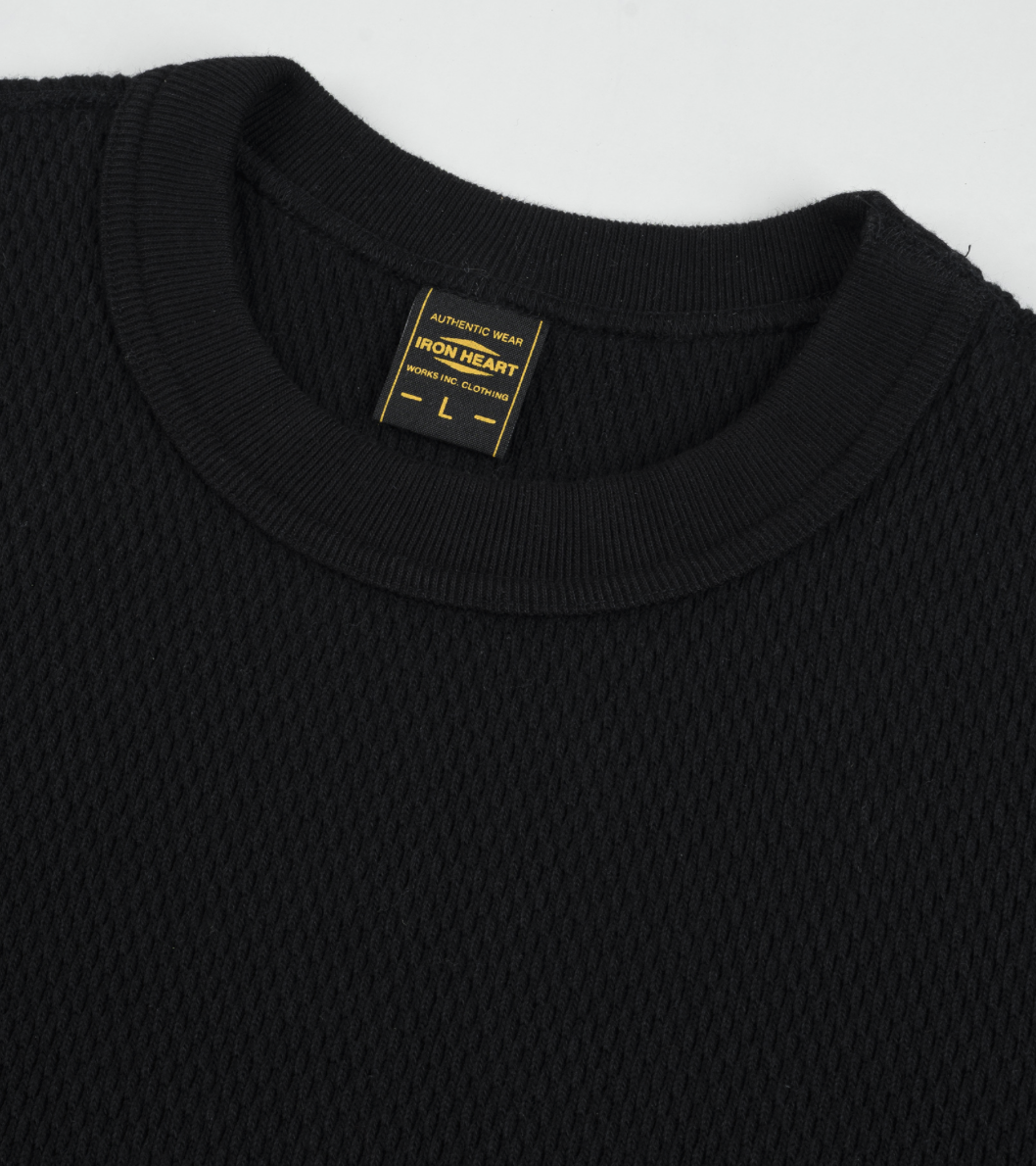 IHSW-86-BLK Iron Heart Heavyweight Thermal Crew Neck Sweater - Black