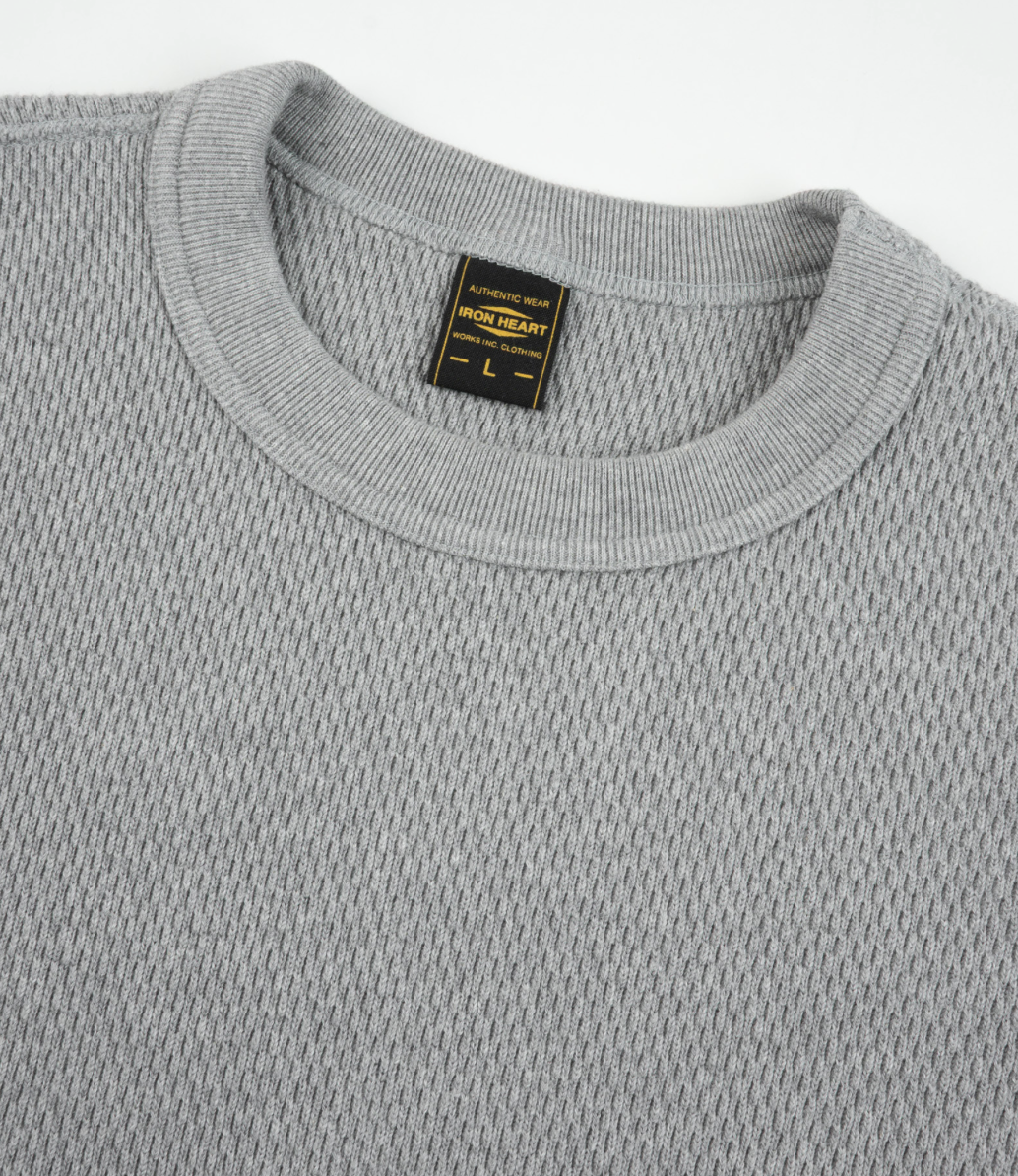 IHSW-86-GRY Iron Heart Heavyweight Thermal Crew Neck Sweater - Grey