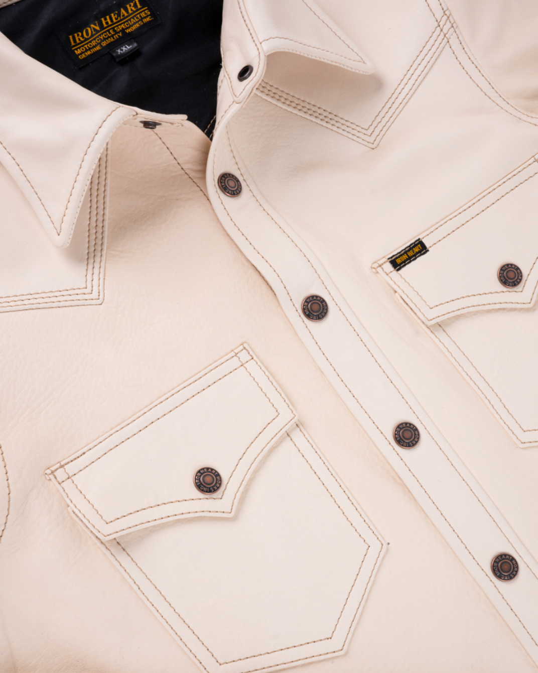 IHSB-PR-NAT Iron Heart x Simmons Bilt Horsehide Western Shirt - The Pale Rider - Natural