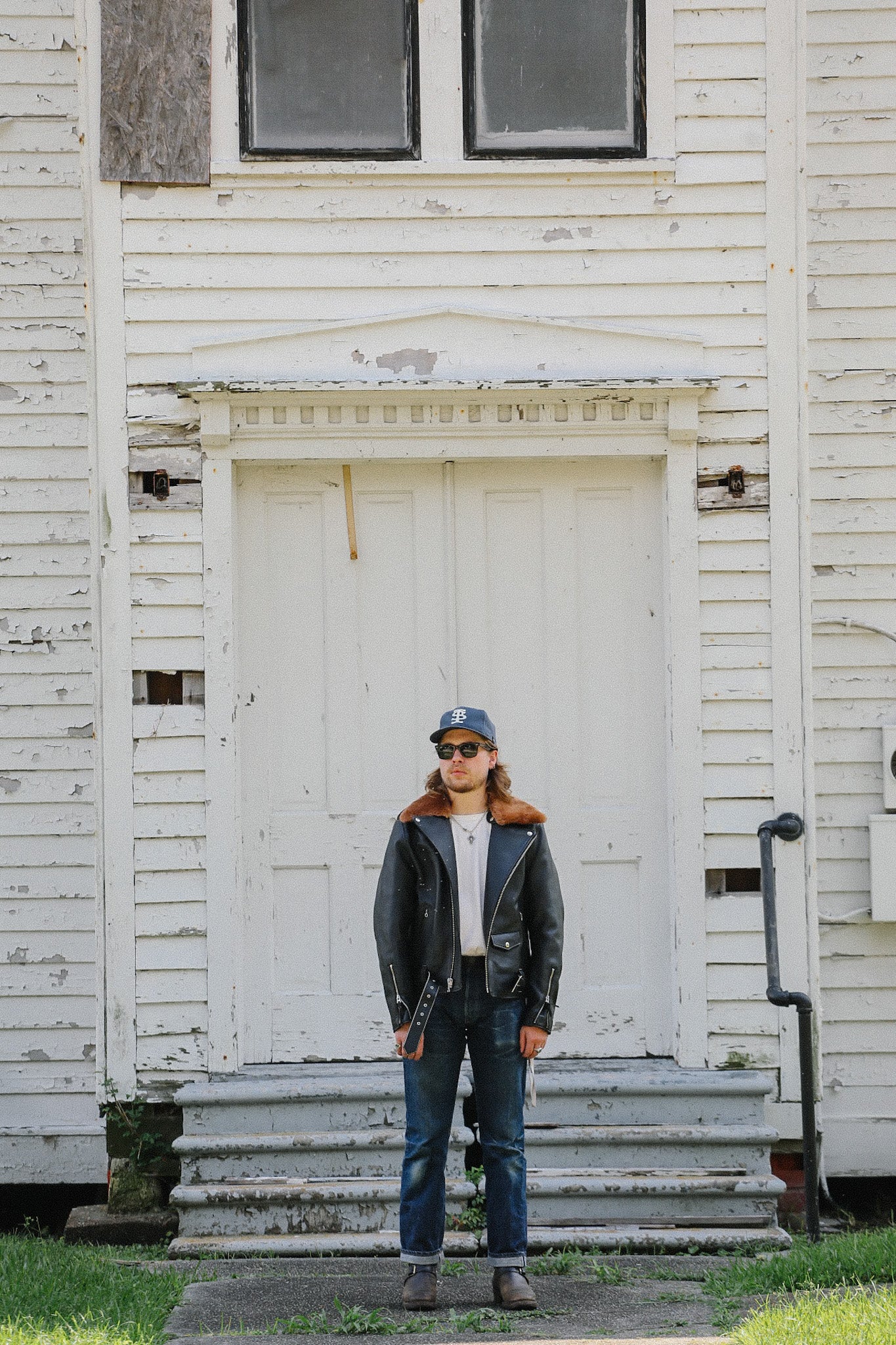 Sumi Dyed Double Riders Jacket- Saddle Dyed Horsehide Black (SHR
