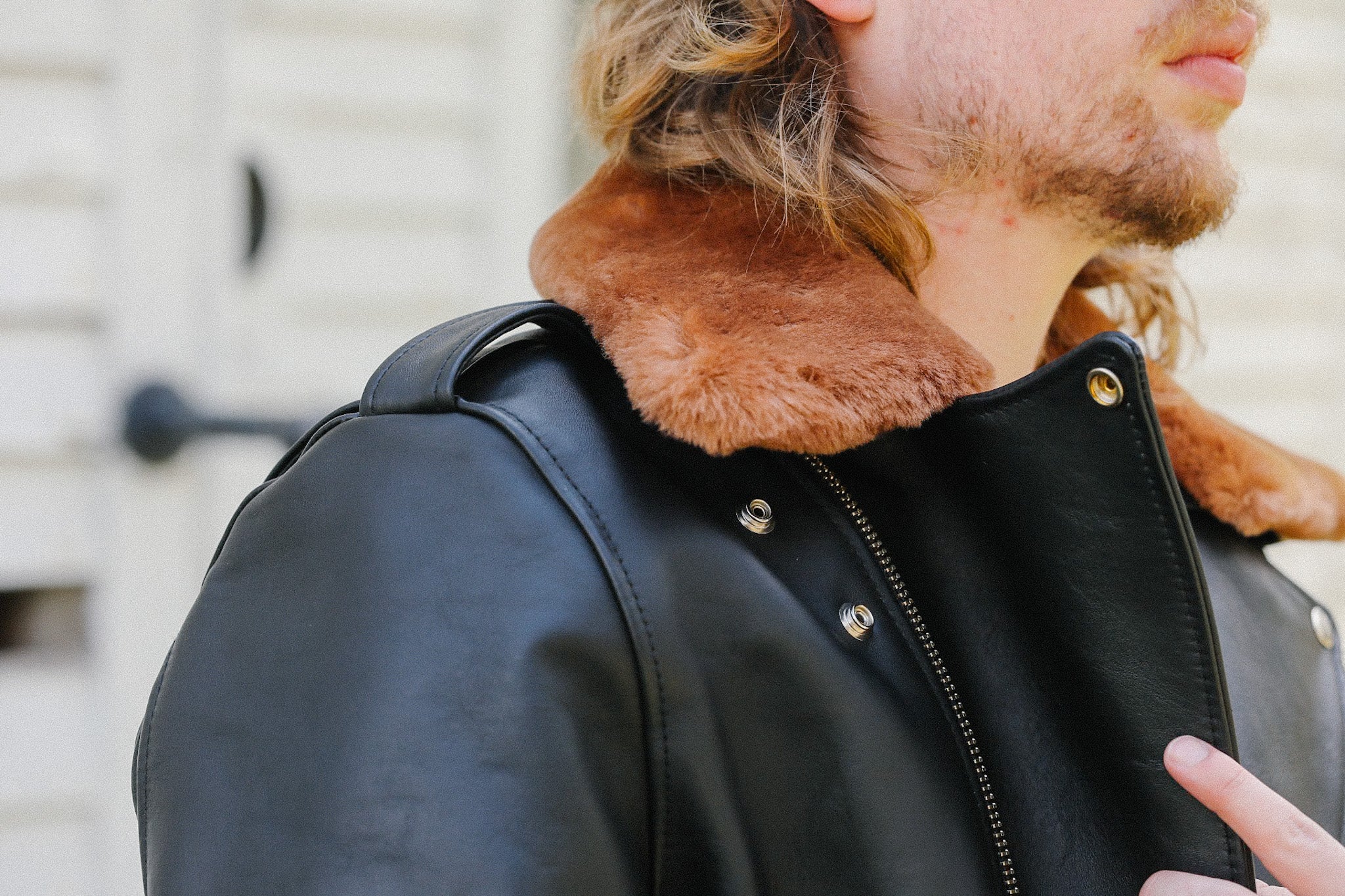 Sumi Dyed Double Riders Jacket- Saddle Dyed Horsehide Black (SHR