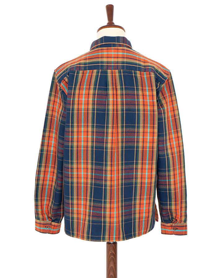 Indigofera Webster Shirt- Heavy Cotton Check, Navy / Orange / Turquoise