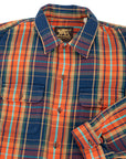 Indigofera Webster Shirt- Heavy Cotton Check, Navy / Orange / Turquoise