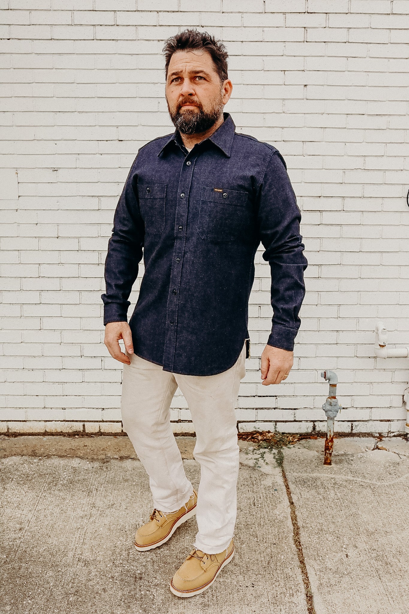 10oz Selvedge Denim Work Shirt - Indigo New IHSH-351-IND – Iron Shop ...