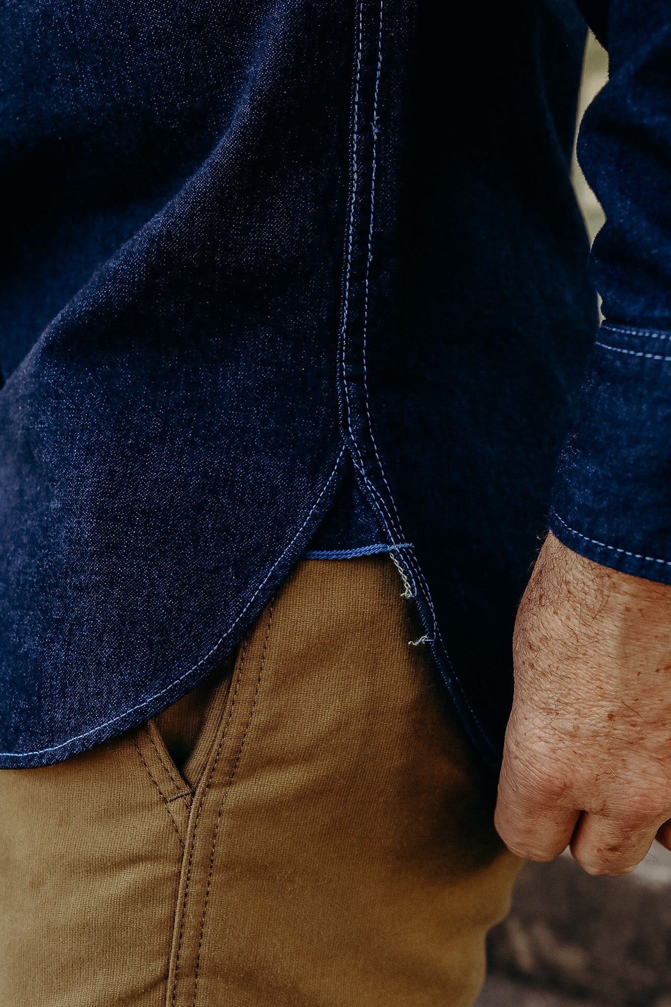 10oz Selvedge Denim Work Shirt - Indigo Overdyed Blue