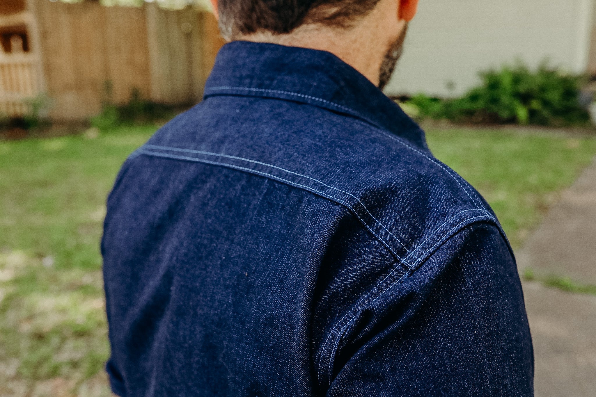 oz Selvedge Denim Work Shirt Indigo Overdyed Blue