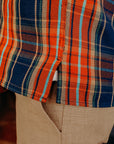 Indigofera Webster Shirt- Heavy Cotton Check, Navy / Orange / Turquoise