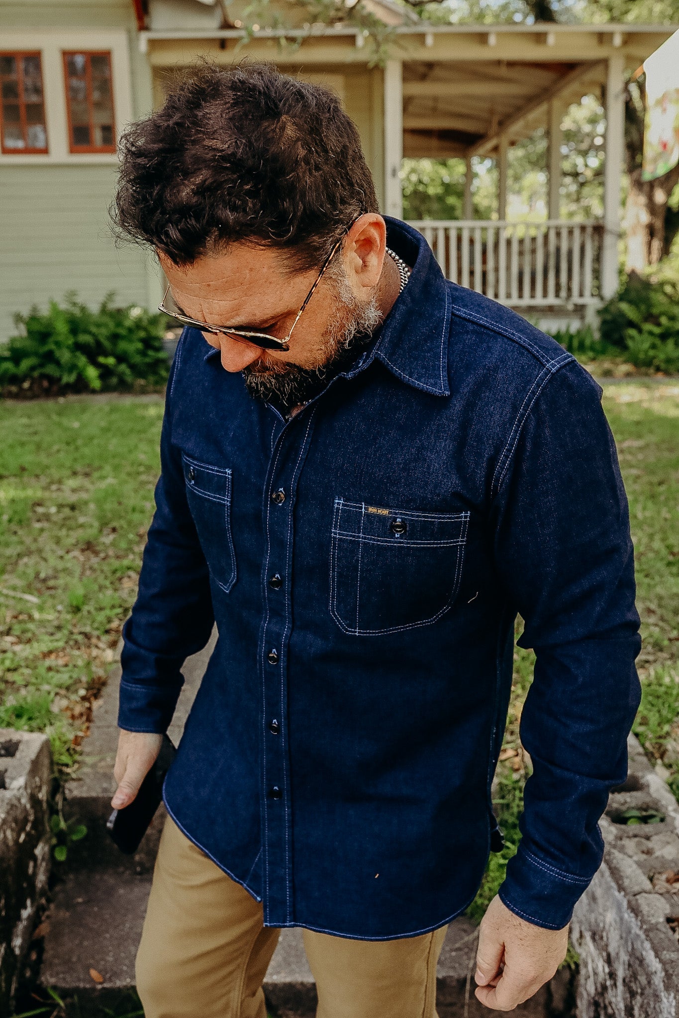 10oz Selvedge Denim Work Shirt - Indigo Overdyed Blue