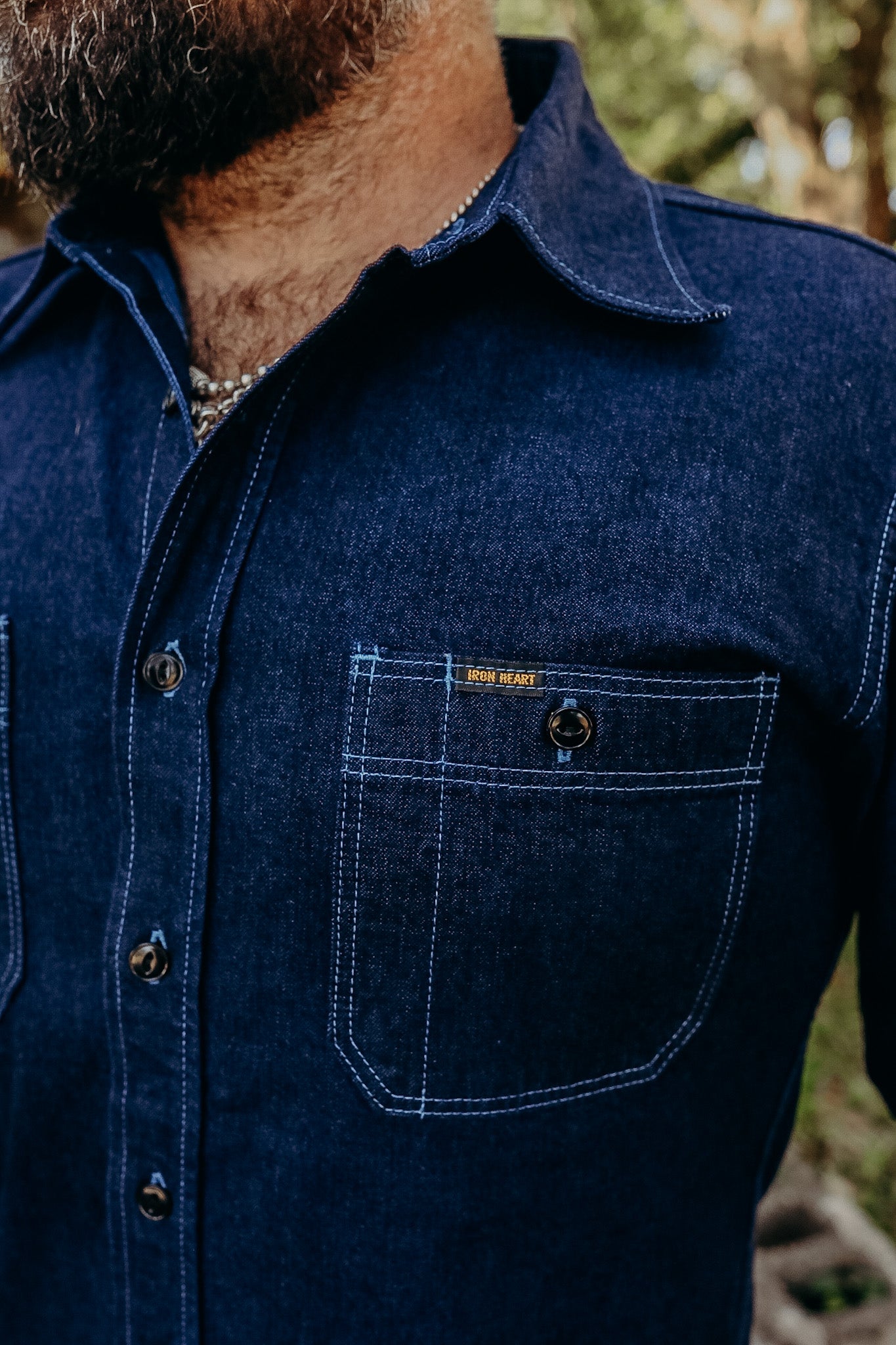 10oz Selvedge Denim Work Shirt - Indigo Overdyed Blue