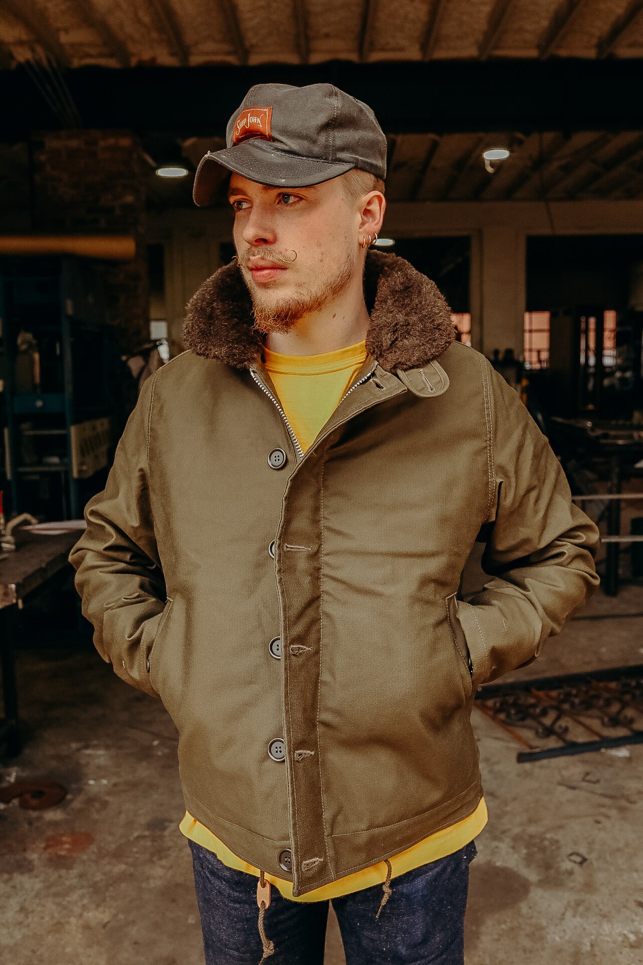 Oiled Whipcord N1 Deck Jacket - Olive