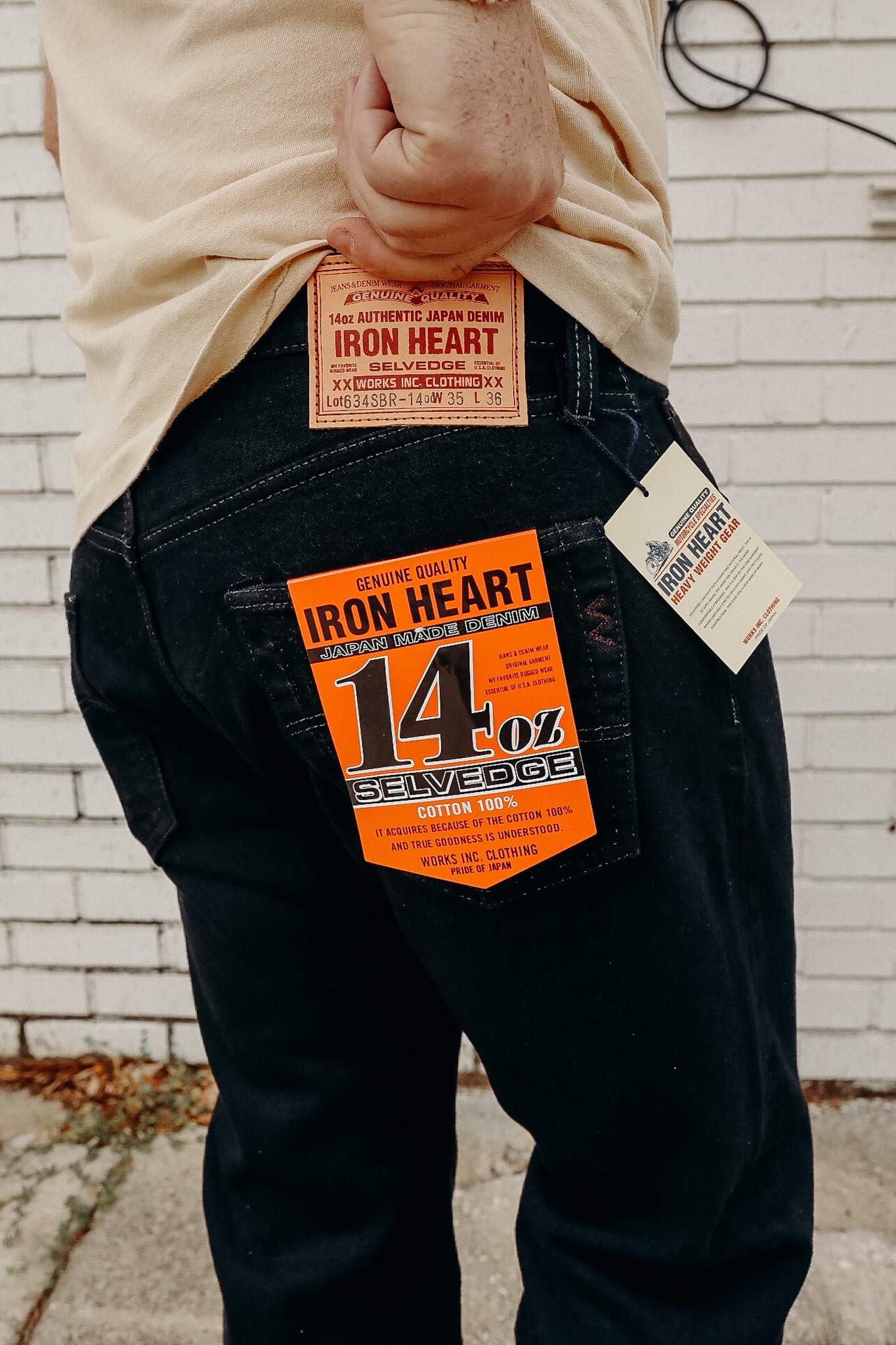 634 SBR-14od 14oz Broken Twill Selvedge Denim Straight Cut Jeans - Indigo Overdyed Black