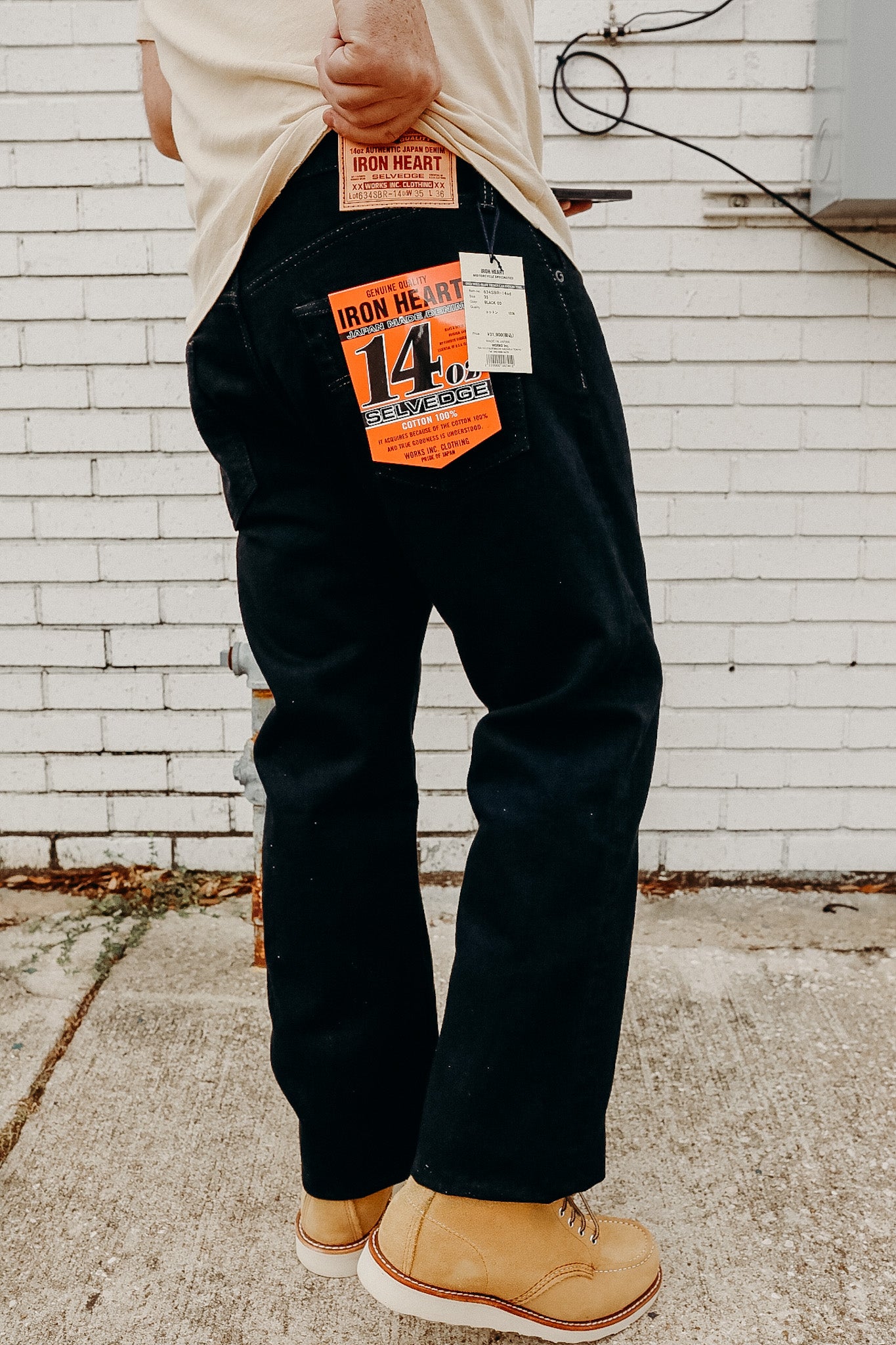 634 SBR-14od 14oz Broken Twill Selvedge Denim Straight Cut Jeans - Indigo Overdyed Black