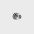 Silver ring with carved floral design on round face and sides, minimalist jewelry by Iron Shop Provisions